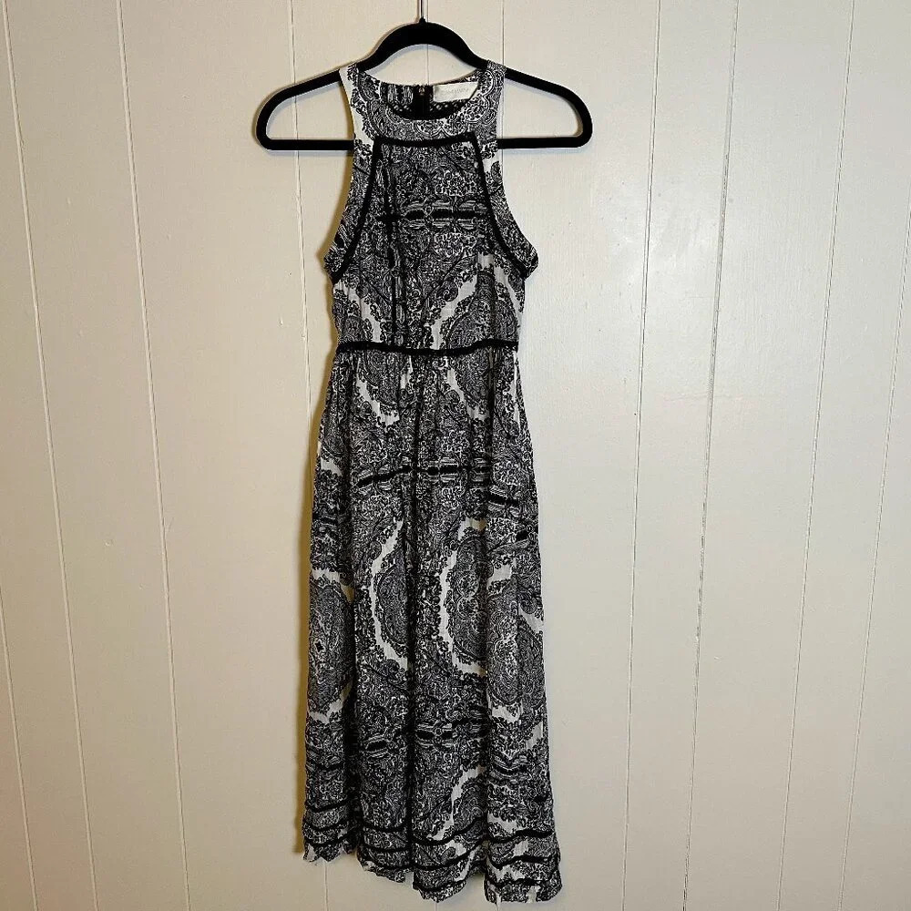 Zimmermann Black & White Paisley Picnic High Neck Sun Dress Size 1